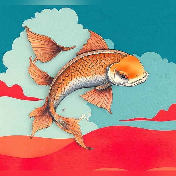 Orange Koi Fish Art Print - Picture 1 of 1
